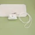 Mini bolso de almacenamiento de cuero PU blanco para auriculares con cordón largo monedero. - Blanco