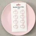 Clips de papel de metal en forma de corazón de oro rosa, paquete de 8 con tarjeta. - Corazón / Juego de 8