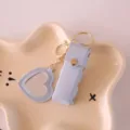Hübsche hellblaue PU Leder Lippenstift Tasche mit Herz Spiegel Anhänger für Damen - Blau
