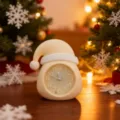 Cute Christmas hat shaped alarm clock with clear numbers, perfect holiday tabletop decor. - Creamy White Christmas Hat