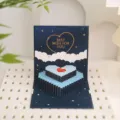 3D Pop Up Geburtstag Grußkarte mit Herz Torte Design Romantische Geschenkkarte - Standardausführung - Marineblau