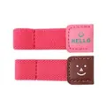 Cute leather elastic cord winder desktop organizer pink brown headphone cable management - HELLO
