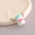 Lindo Llavero de Botella de Leche de Dibujos Animados Colgante de Bolso Mini - Llavero de Biberón Blanco