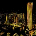 Pittura da grattare creativa vista notturna città skyline urbano splendente regalo. - Dubai