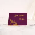 Carte de vœux dorée avec motif de grue élégant pour la Saint-Valentin et cadeaux d'anniversaire. - Grue violette