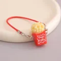 Llavero de cubo de palomitas rojo en miniatura, colgante de comida simulada para bolsos - Llavero de Palomitas Rojo