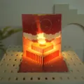 3D Pop-Up Geburtstagskarte LED Licht Kuchen Grusskarte Romantisches Geschenk fur Freunde - Leuchtende Ausführung - Rot
