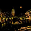 Pittura da grattare creativa città notturna fai da te architettura tradizionale 1pz - Villaggio d'acqua di Jiangnan