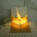 3D Pop-Up Geburtstagskarte mit Licht, Herz Form Faltkarte Grußkarte für Geschenk - Leuchtende Ausführung - Braun