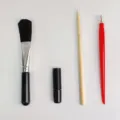 Juego de herramientas de arte para rascar con cepillo de limpieza palo de bambú y lápiz - Nuevo Juego de Cuatro Piezas