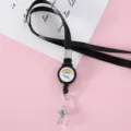 Cordón retráctil con diseño de arcoíris para tarjetas de identificación y tarjetas escolares. - Negro