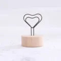 Support photo pince memo fil double coeur en bois base decoration bureau sympa design - Cœur