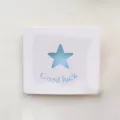 Carte de vœux blanche ajourée avec étoile et texte, idéale pour cadeaux et fleuristes. - Étoile bleue