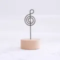Wooden memo photo holder with vintage metal treble clef clip for desk decoration and notes - Music Note