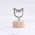 Cute wooden cat memo holder desk clip photo note holder vintage iron art card display stand. - Cat
