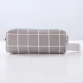 Estuche de lona a cuadros grises, bolsa de papelería escolar minimalista con cremallera. - Gray grid