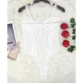 Weisses transparentes Korsett Body aus Mesh für Damen, sexy rückenfreie Reizwäsche fit. - XS / Weiß