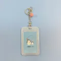 Cute cartoon penguin badge holder keychain, transparent double-sided ID card case for work bus. - 6 Penguins