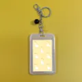 Cute transparent ID card holder with cartoon duck insert, metal keychain and badge protector. - 8 Little Ducks