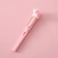 Bonito bolígrafo de gel rosa con diseño de unicornio y clip metálico, papelería escolar kawaii. - Caballo rosa