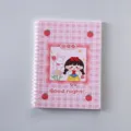Lindo cuaderno de espiral a cuadros rosas con diseño de niña de dibujos animados y conejo. - Chica Conejita