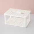 Organizer da scrivania multi-griglia in plastica bianca, ideale per pennelli e penne. - Bianco