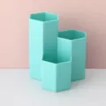 Minimalistischer sechseckiger Stiftehalter multifunktionaler Make-up-Pinsel-Organizer - Blau