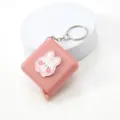 Mini cinta metrica cuadrada rosa retractil con un bonito llavero y conejito tierno. - Conejito Blanco