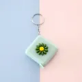 Mini cinta métrica cuadrada llavero lindo margarita herramienta de medición portátil - Margarita Verde