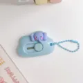 Lindo mini cúter en forma de nube con elefante morado y cadena de cuentas, papetería. - Elefante