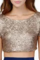 Women gold sequin crop top short sleeve scoop neck party clubwear stylish summer tee - S / Tops / Gold
