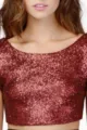 Burgundy Sequin Crop Top Short Sleeve Round Neck Women Fashion Party Clubwear Variant - S / Tops / Burgundy