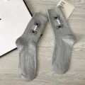 Sweet plaid bow pearl knit socks women autumn winter casual college style grey mid tube socks - One Size (EU 34-39) / Light Gray