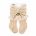 Grazioso set di fascia e calzini per neonati, accessori per capelli con fiocco in maglia. - Kaki