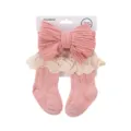Set fascia per neonati e calzini rosa, accessori per capelli in maglia carina per bambine. - Rosa coreano