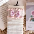 Cute bow women mid-calf socks featuring adorable ruffles and plaid bow for daily wear. - One Size 34-39 / Double-Sided Milky White