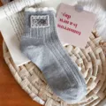 Grey Ruffle Knit Socks Cute Button Short Socks Women Japanese Style Daily Casual - One Size 34-39 / Gray