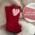 Red sweet strawberry knit socks, cute Japanese style winter warm cotton mid-tube gift socks. - Pink Strawberries Cable Knit