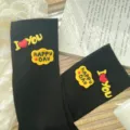Black mid-tube slouch socks for women, featuring cute silicone letter patches, spring cotton wear. - One Size 34-39 / Black