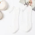 Women's Sheer Crystal Socks Thin Short Boat Socks White Cotton Bottom Comfort Breathable - One Size (EU 34-39) / White