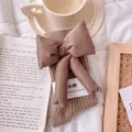 Brown slouch socks with 3d padded bow cute winter fashion knit hosiery cozy warm style - One Size (EU 34-39) / Light Coffee Sock Coffee Bow