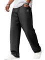 Nahaufnahme der herren waffle knit freizeithose im geraden schnitt mit struktur. - S / Schwarz