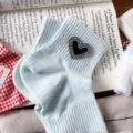 Jolies chaussettes bleu clair pour femmes avec cœur en strass, chaussettes d'été en coton. - Taille unique 34-39 / Bleu
