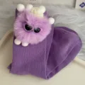 Purple cute plush doll mid-tube socks for women, trendy fuzzy ball student style. - One Size 34-39 / Light Purple