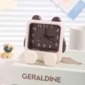 Leuke cartoon kinderen wekker tafelklok bureauklok slaapkamer creatieve wekker trendy - 10.5x7.2cm / koffiekleur