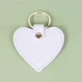 Llavero de cuero con corazón blanco anillo de metal lindo colgante de bolsa regalo - Blanco