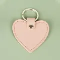Llavero de cuero con corazón rosa lindo colgante de bolso con anillo de metal - Naranja