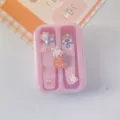 Lindo juego de cortaúñas rosa portátil con caja de almacenamiento para manicura en casa. - Rosa rojo
