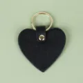Llavero de cuero en forma de corazón negro con anilla, colgante de bolso bonito. - Negro