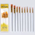 Set de 10 Pinceles de Artista Pelo de Nylon Acuarela Acrilico Pintura al Oleo - Blanco